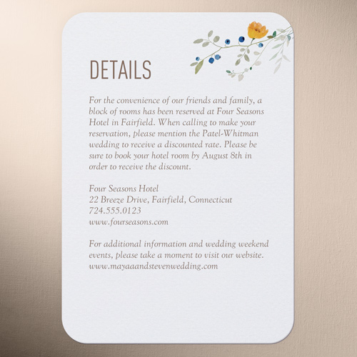 Tranquil Flowers Wedding Enclosure Card, White, Write Your Own Greeting, Matte, Signature Smooth Cardstock, Rounded