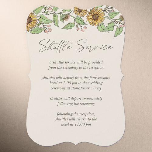 Sunflower Scenery Wedding Enclosure Card, Beige, Pearl Shimmer Cardstock, Bracket