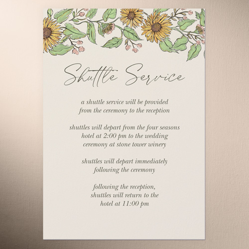 Sunflower Scenery Wedding Enclosure Card, Beige, Matte, Pearl Shimmer Cardstock, Square