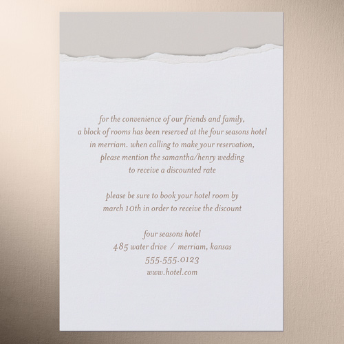 Torn Edge Wedding Enclosure Card, Beige, Write Your Own Greeting, Matte, Pearl Shimmer Cardstock, Square