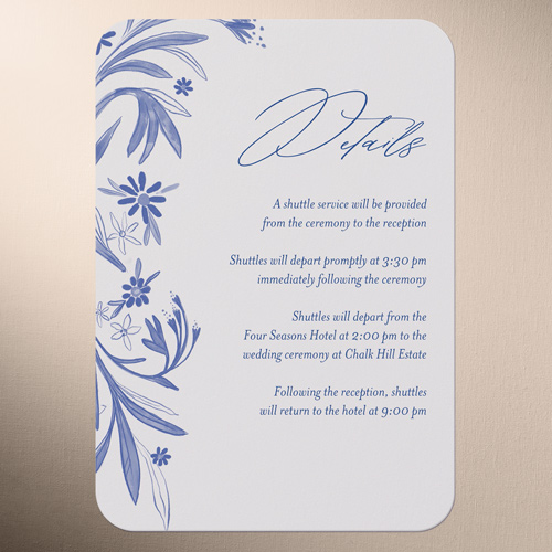 Floral Whimsy Wedding Enclosure Card, Blue, Signature Smooth Cardstock, Rounded