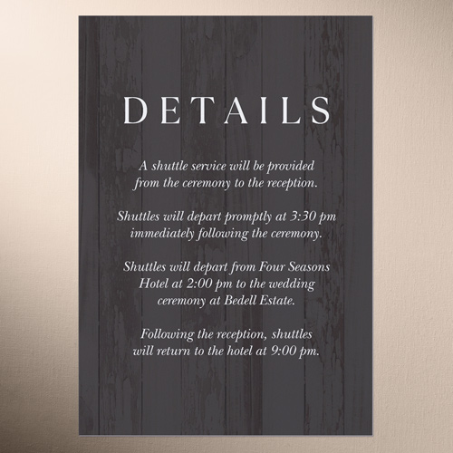 Wooden Wonders Wedding Enclosure Card, Black, Matte, Pearl Shimmer Cardstock, Square