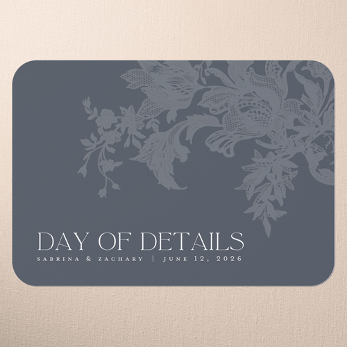 Lace Shadow Wedding Enclosure Card, Gray, Pearl Shimmer Cardstock, Rounded, Gray