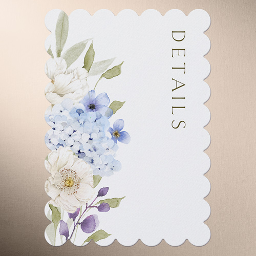 Hydrangea Highlight Wedding Enclosure Card, Blue, Signature Smooth Cardstock, Scallop