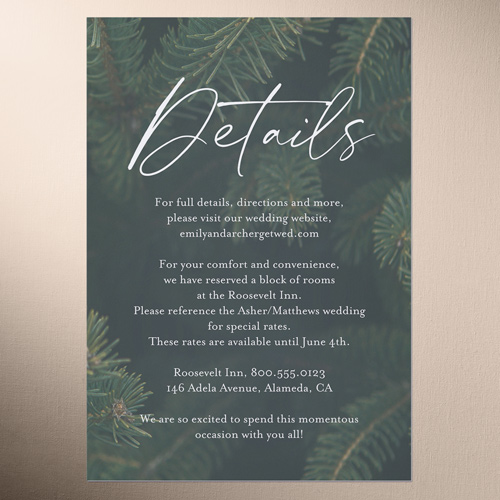 Leafy Lush Wedding Enclosure Card, Brown, Matte, Pearl Shimmer Cardstock, Square