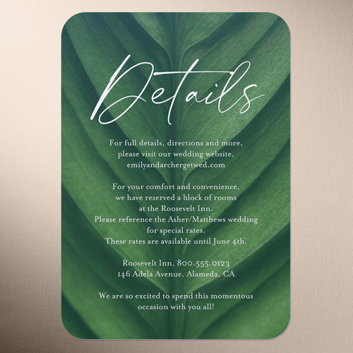 Leafy Lush Wedding Enclosure Card, Rounded Corners