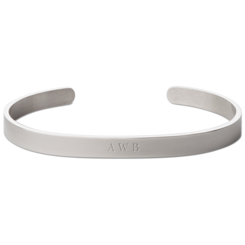 Three Letter Monogram Engraved Cuff, Silver