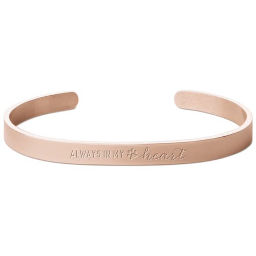Paw Heart Engraved Cuff, Rose Gold