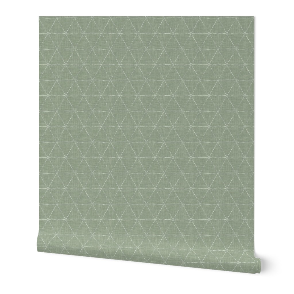Boho Triangles - Sage Wallpaper, 2'x3', Prepasted Removable Smooth, Green