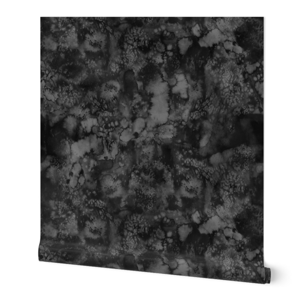 Watercolor Texture - Black Wallpaper, 2'x9', Prepasted Removable Smooth, Black