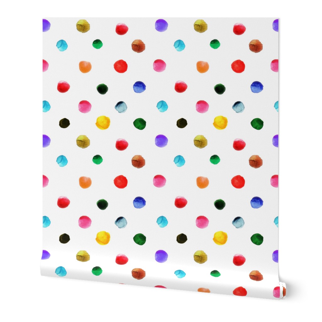 Watercolor Dots - Multi Wallpaper, 2'x12', Prepasted Removable Smooth, Multicolor