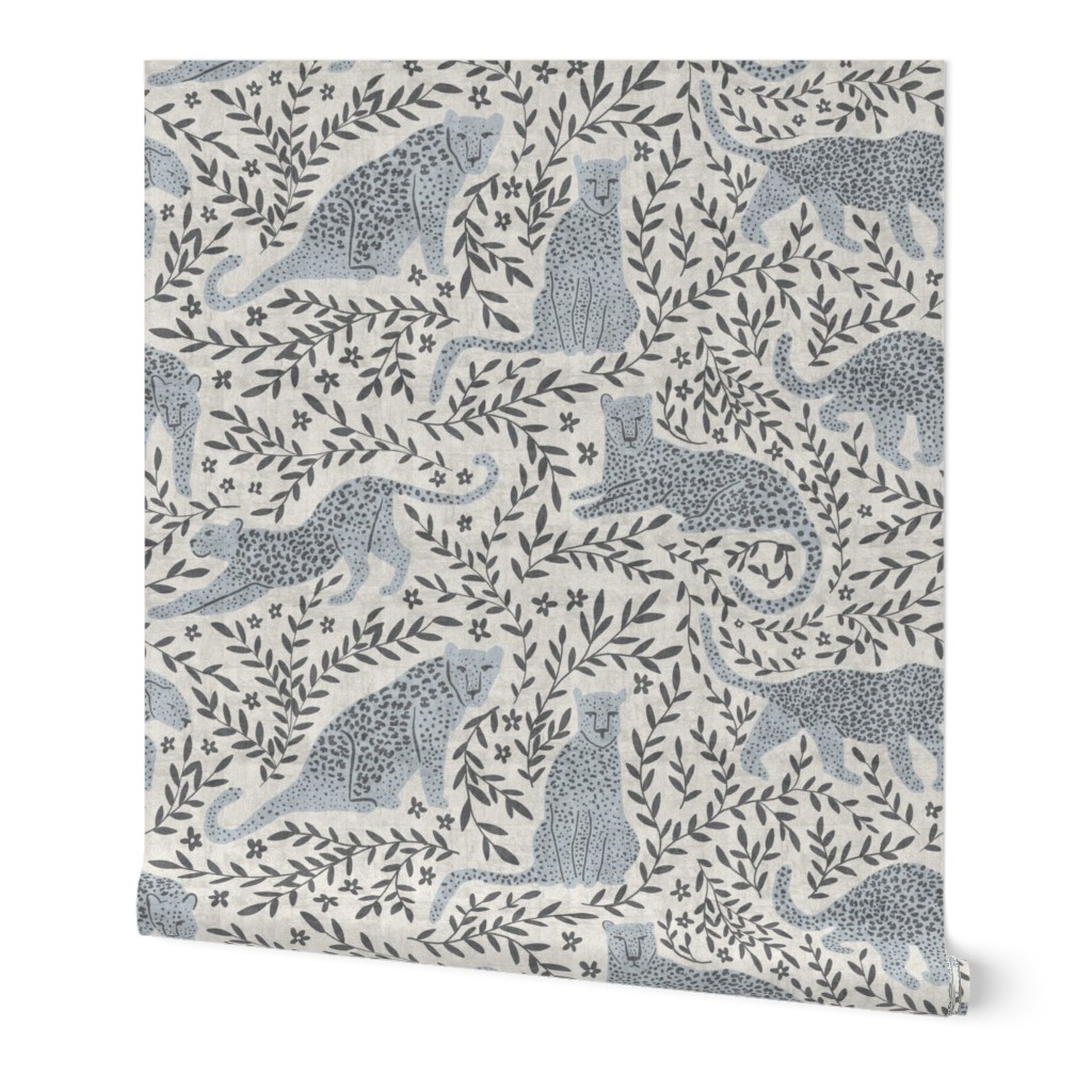 Jungle Cat Wallpaper, 2'x12', Prepasted Removable Smooth, Gray