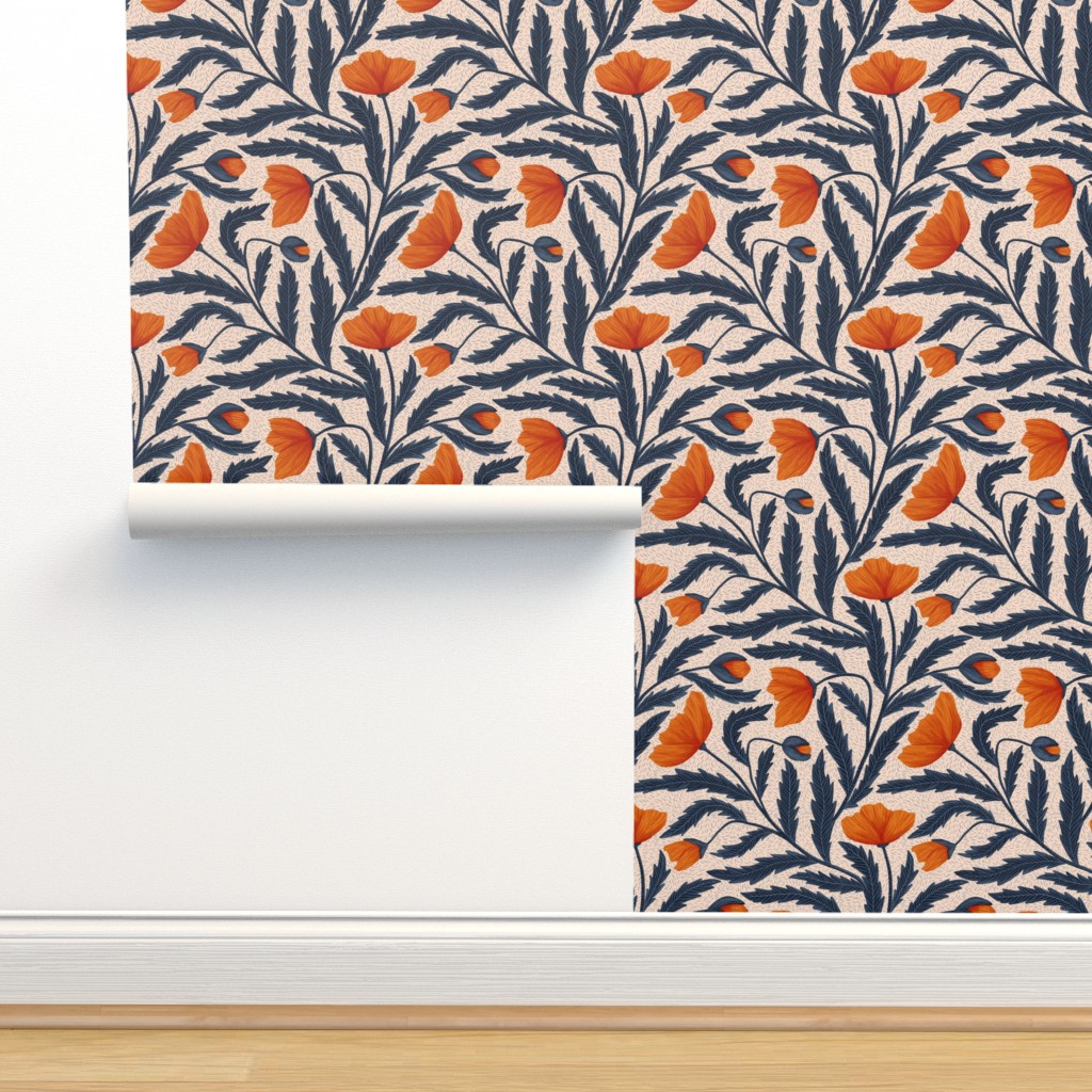 Orange and store navy wallpaper