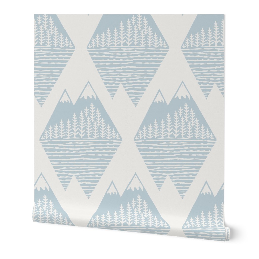 Between the Mountains and the Sea - Blue Wallpaper, 2'x3', Prepasted Removable Smooth, Blue