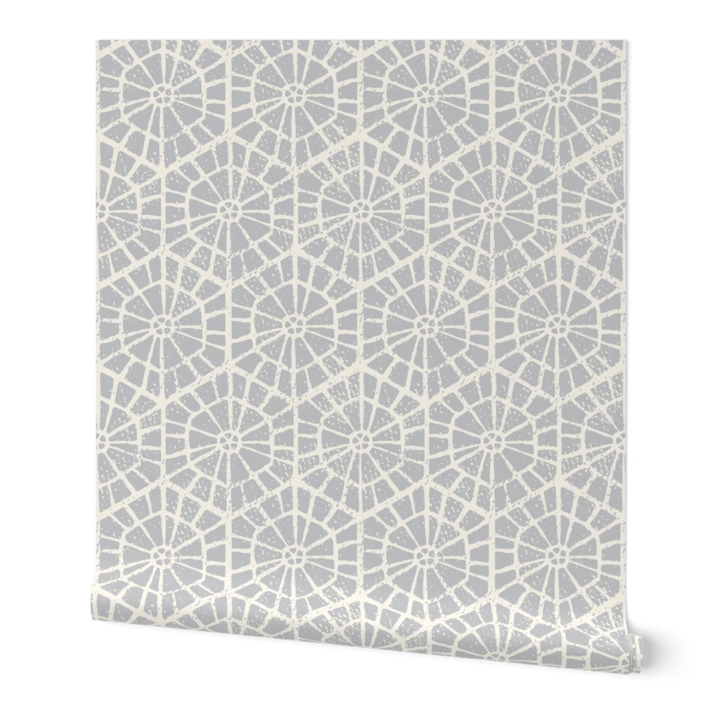 Geometric Block Print - Neutral Wallpaper, 2'x9', Prepasted Removable Smooth, Gray