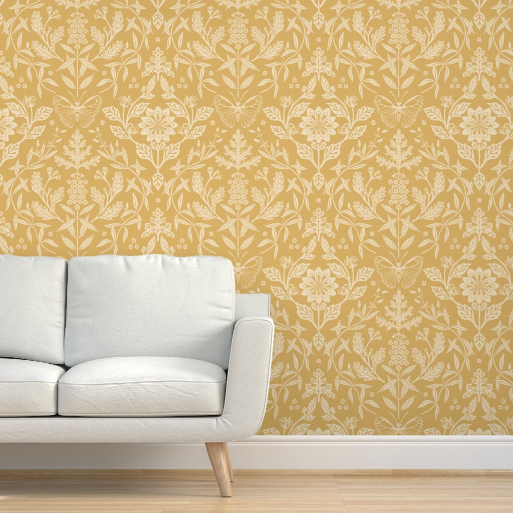 Damask Damask - Ochre Wallpaper | Shutterfly