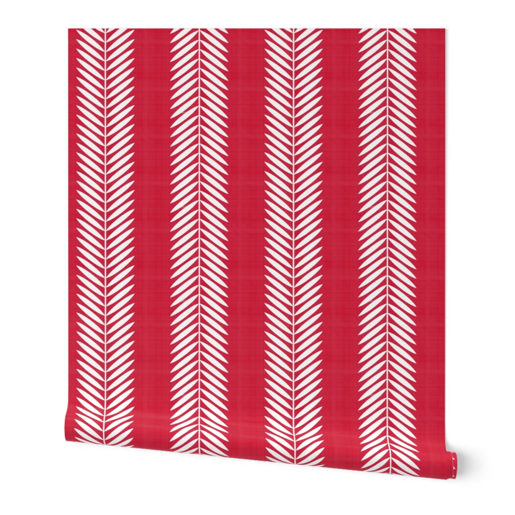 Laurel Leaf Stripe Wallpaper, 2'x3', Prepasted Removable Smooth, Red