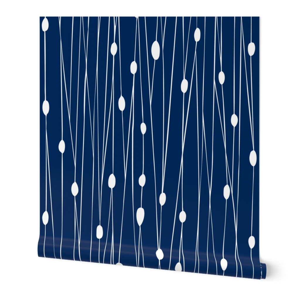 Entangled Geometric Lines Wallpaper, 2'x9', Prepasted Removable Smooth, Blue