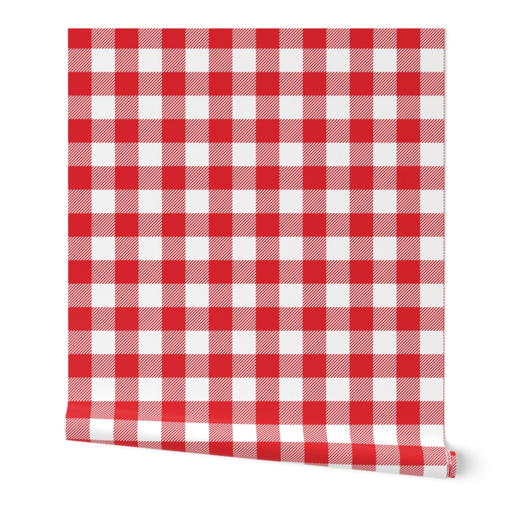 Gingham One - Red Wallpaper, 2'x9', Prepasted Removable Smooth, Red