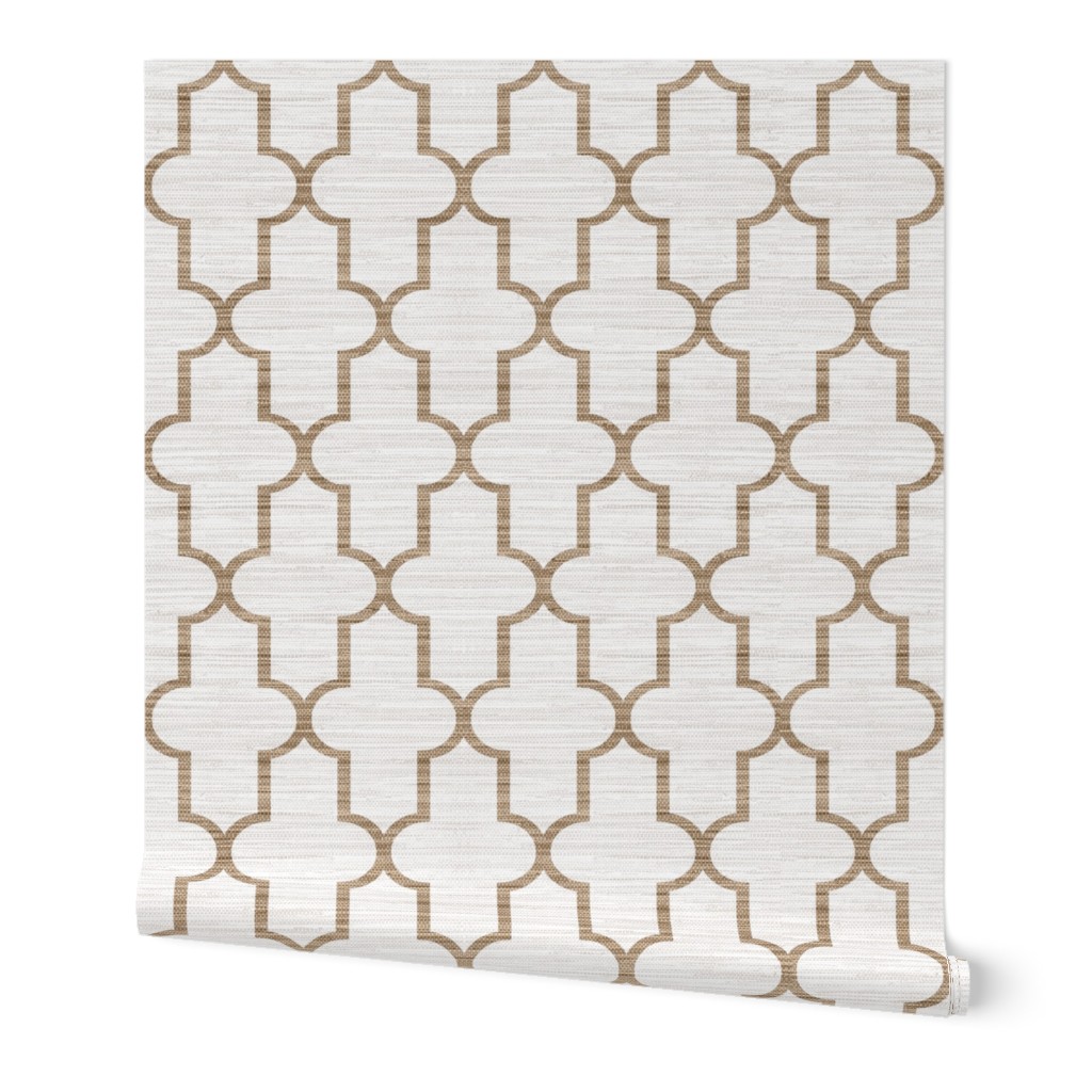 Textured Moroccan Quatrefoil Wallpaper, 2'x12', Prepasted Removable Smooth, Beige