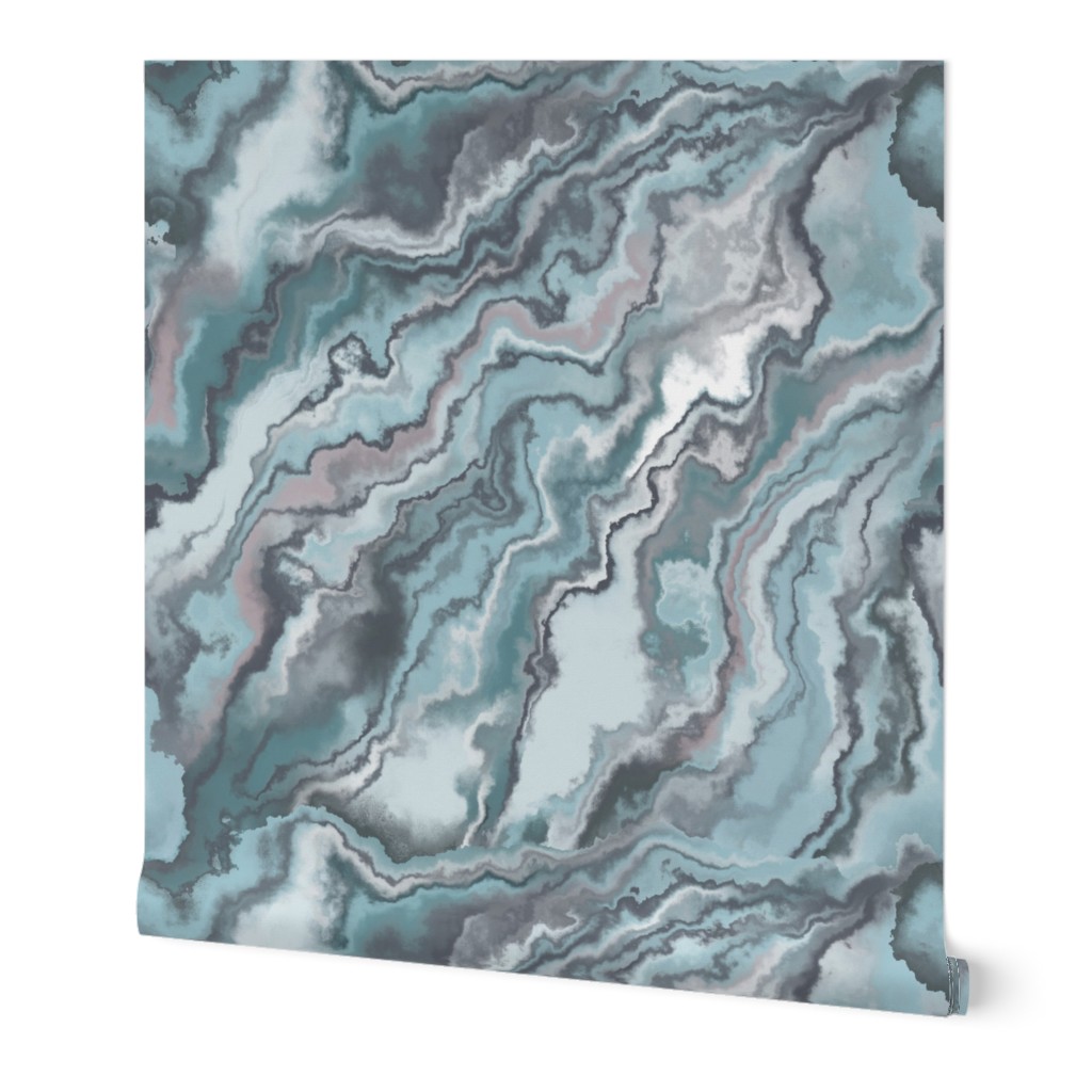 Marble Texture - Blue Wallpaper, 2'x12', Prepasted Removable Smooth, Blue