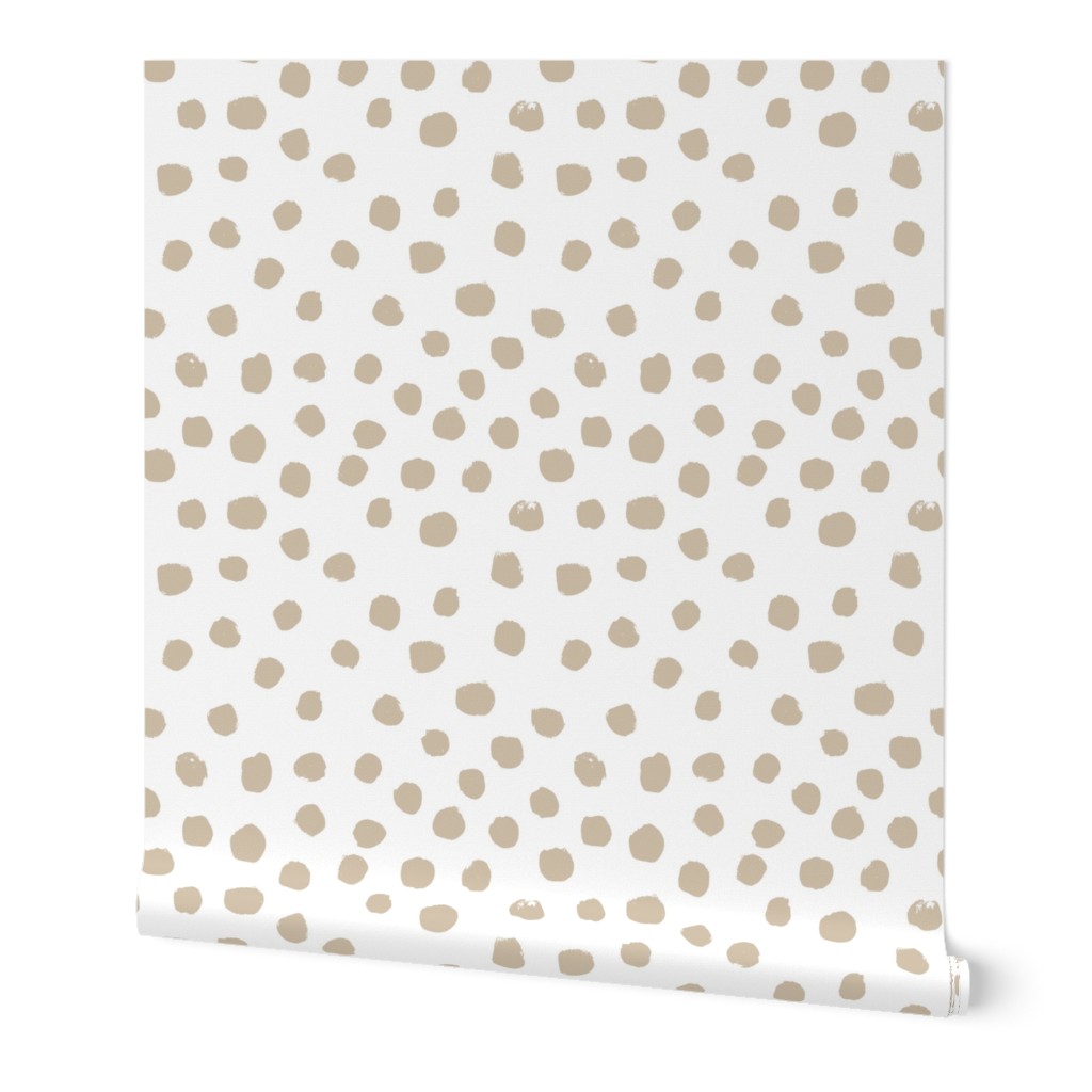 Soft Painted Dots Wallpaper, 2'x9', Prepasted Removable Smooth, Beige