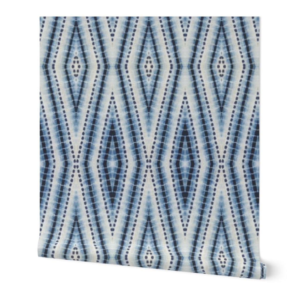 Shibori Diamond - Blue Wallpaper, Test Swatch (2' x 1'), Prepasted Removable Smooth, Blue