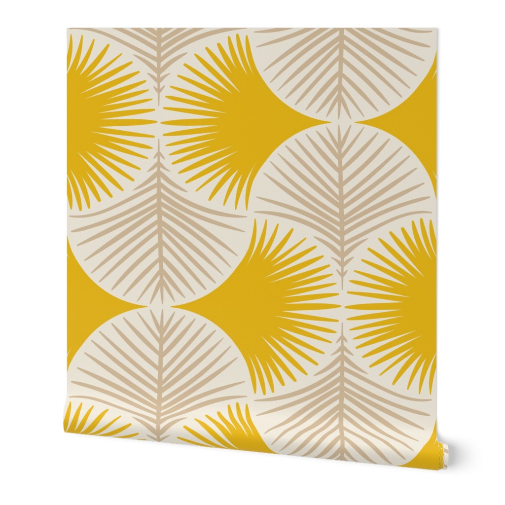 Tropical Geometry Wallpaper, 2'x3', Prepasted Removable Smooth, Yellow