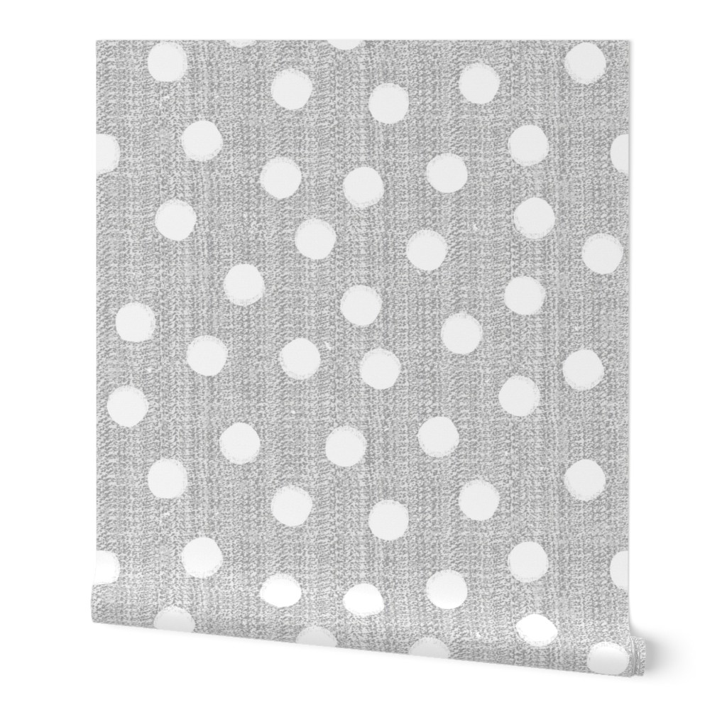 Snowball Polka Dots - Gray Wallpaper, Test Swatch (2' x 1'), Prepasted Removable Smooth, Gray