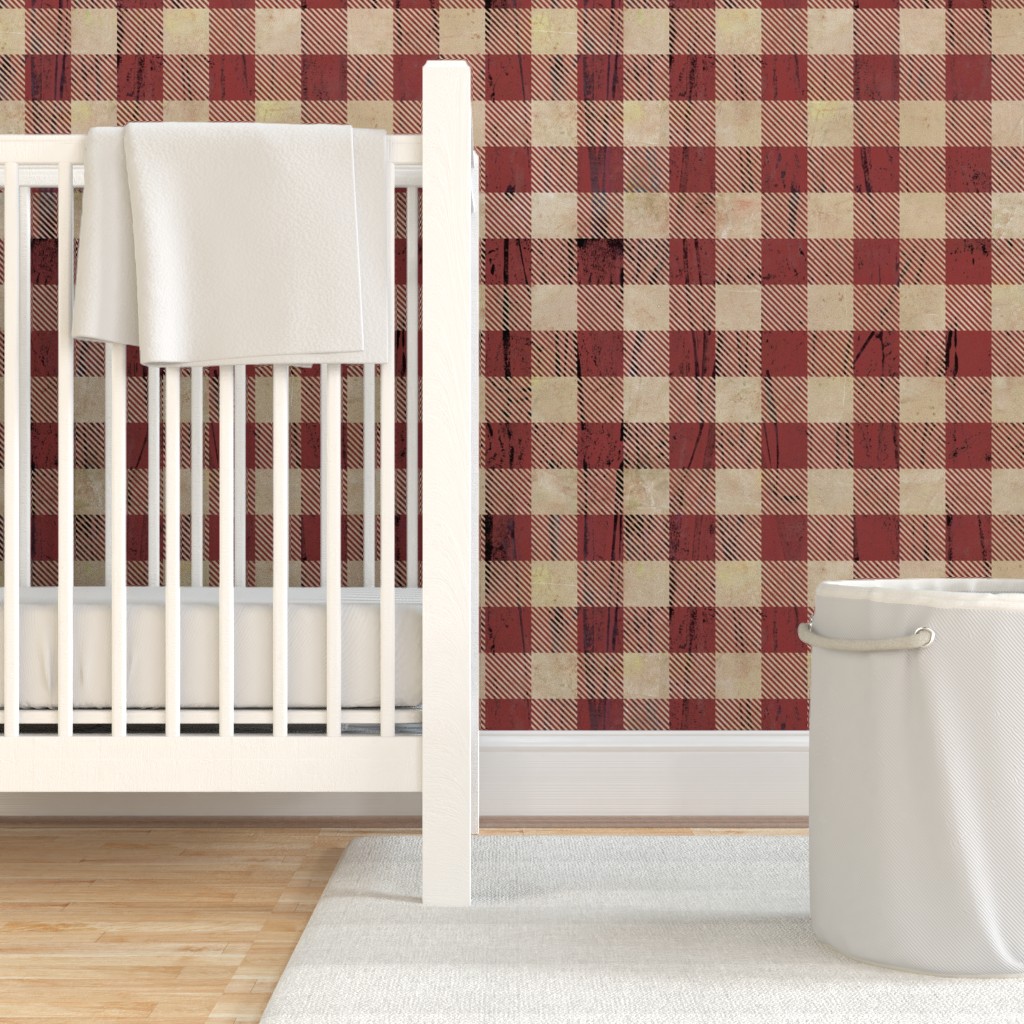 Rustic Buffalo Plaid - Red Wallpaper | Shutterfly
