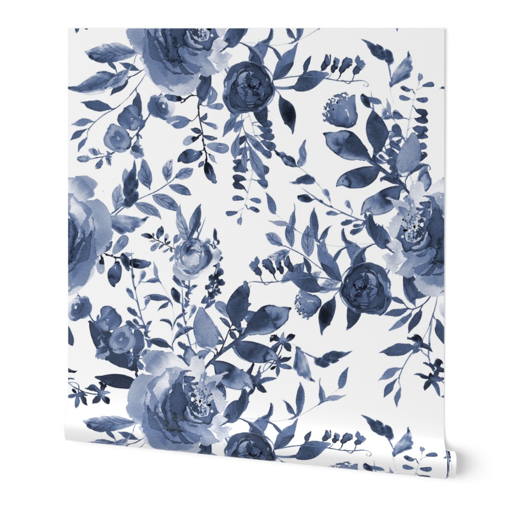 Blue And White Floral Wallpaper