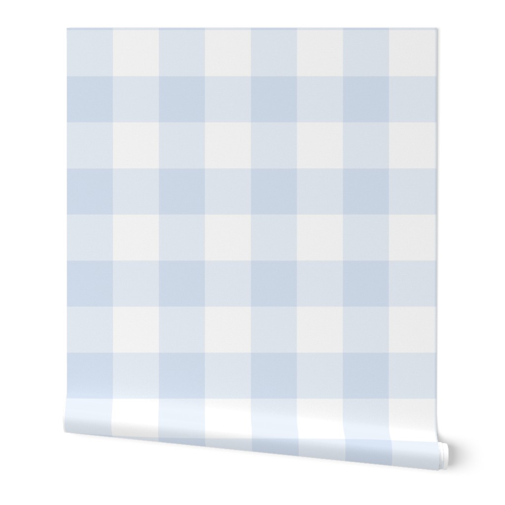 Chambray Gingham - Blue Wallpaper, 2'x12', Prepasted Removable Smooth, Blue