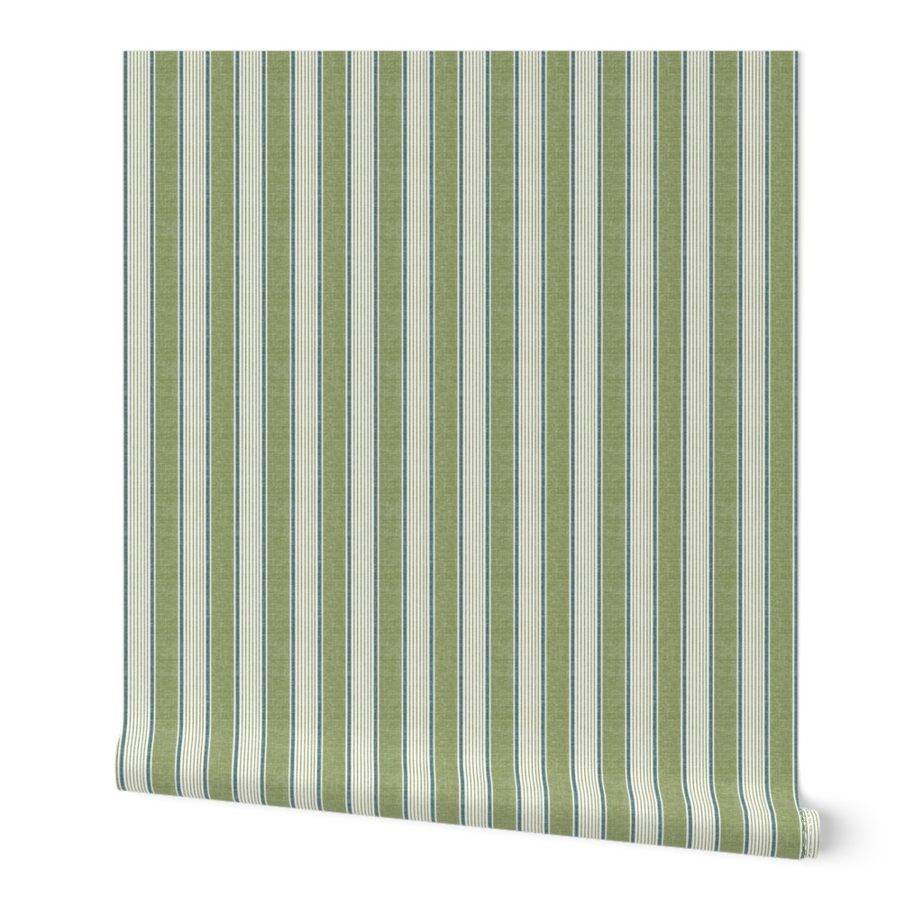 Greenery Stripe - Multi Wallpaper, 2'x9', Prepasted Removable Smooth, Green
