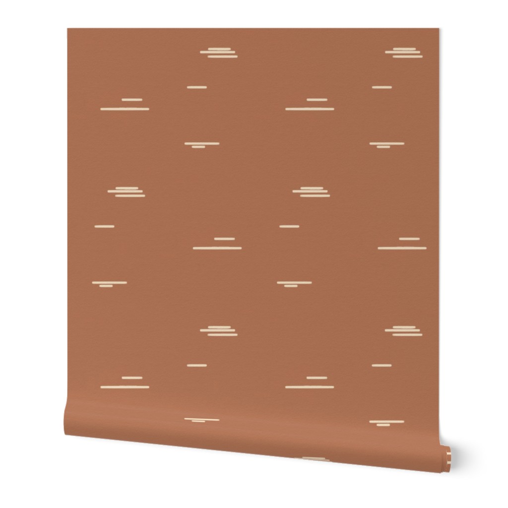 Dashes - Terracotta Wallpaper, 2'x9', Prepasted Removable Smooth, Pink