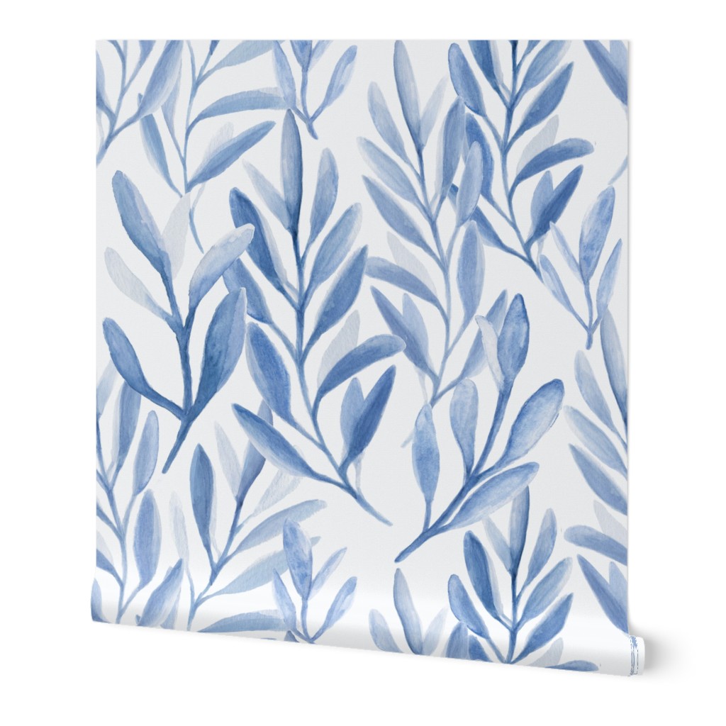 Branches - Cobalt Blue Wallpaper, 2'x3', Prepasted Removable Smooth, Blue