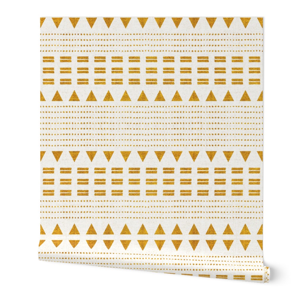 North Boho Stripe - Yellow Wallpaper, Test Swatch (2' x 1'), Prepasted Removable Smooth, Yellow