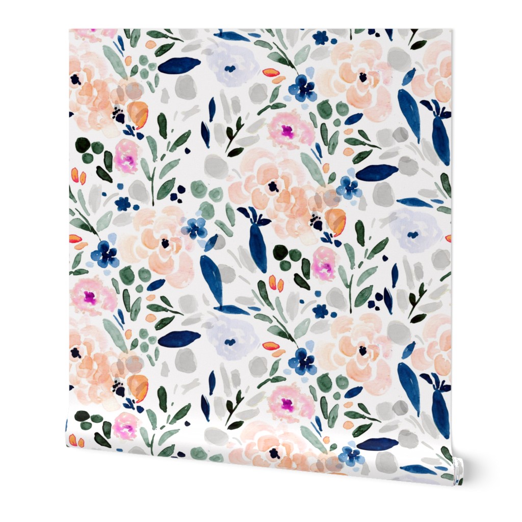 Sierra Floral - Multi Wallpaper, 2'x3', Prepasted Removable Smooth, Multicolor