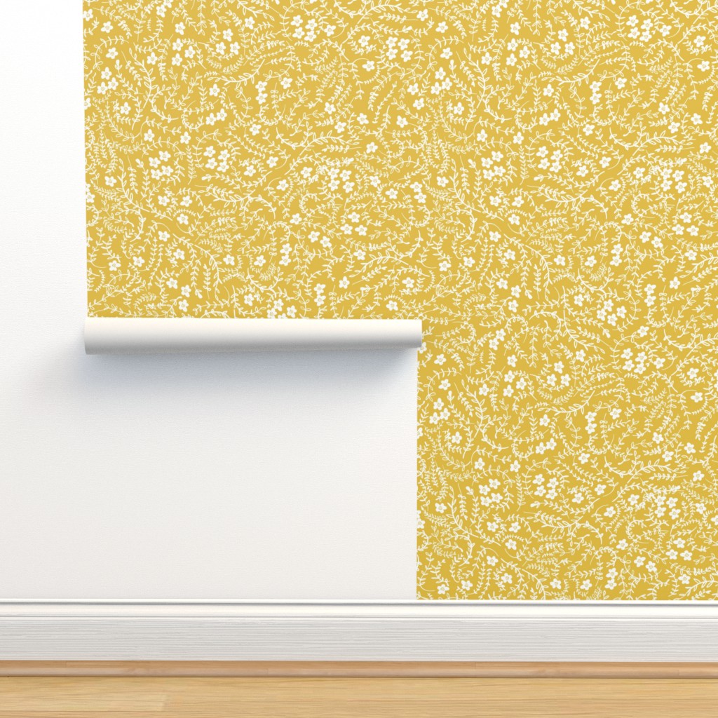 Scattered Floral - Mustard Wallpaper | Shutterfly