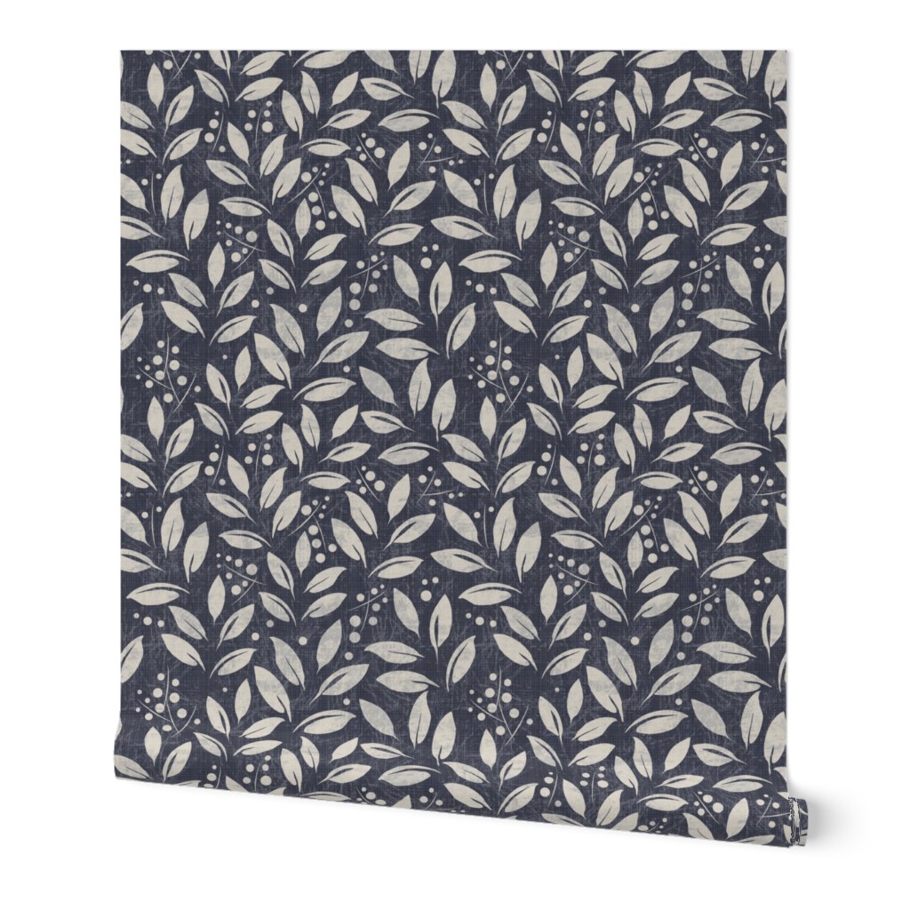 Blueberry - Navy Wallpaper, 2'x9', Prepasted Removable Smooth, Blue