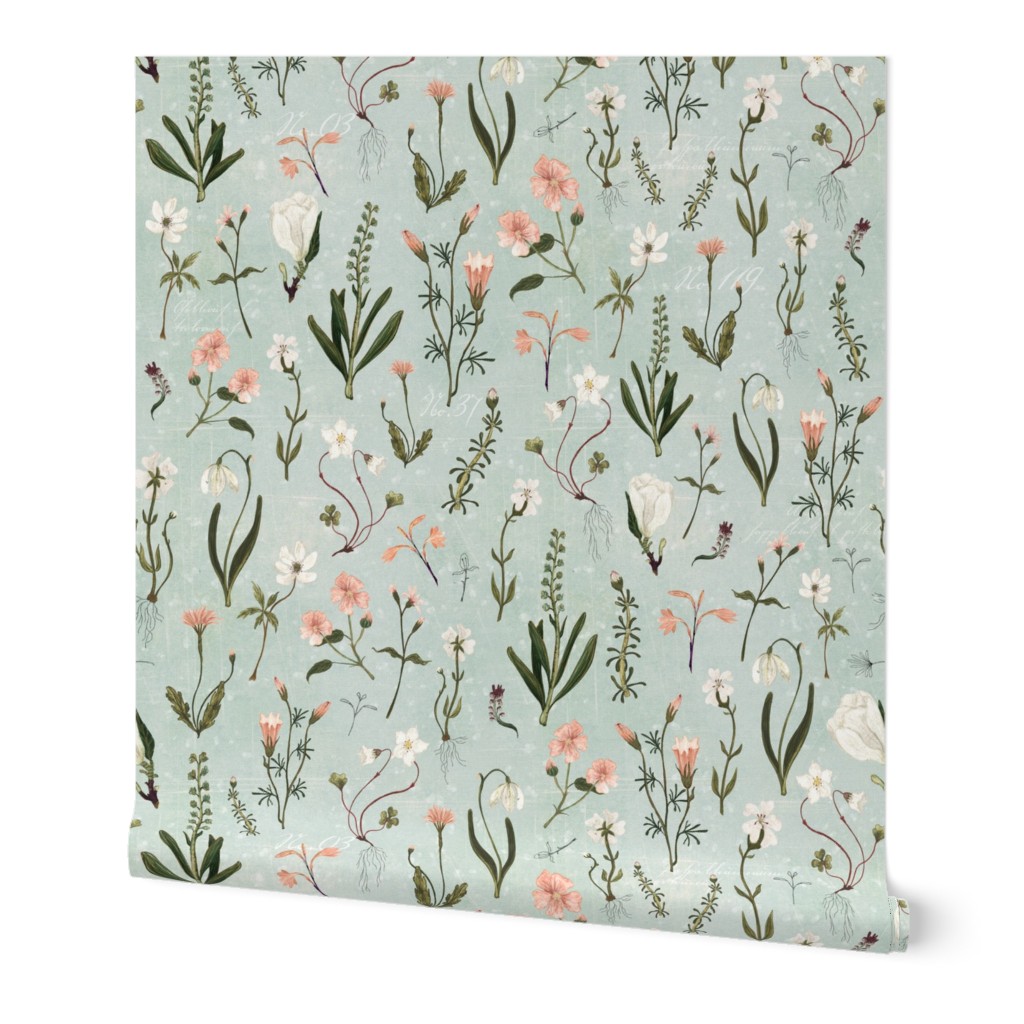 Floral Forest - Green Wallpaper, 2'x9', Prepasted Removable Smooth, Green