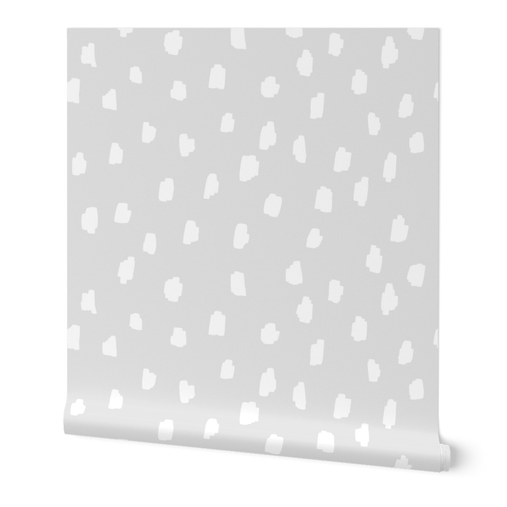 Scattered Marks - White on Gray Wallpaper, 2'x3', Prepasted Removable Smooth, Gray