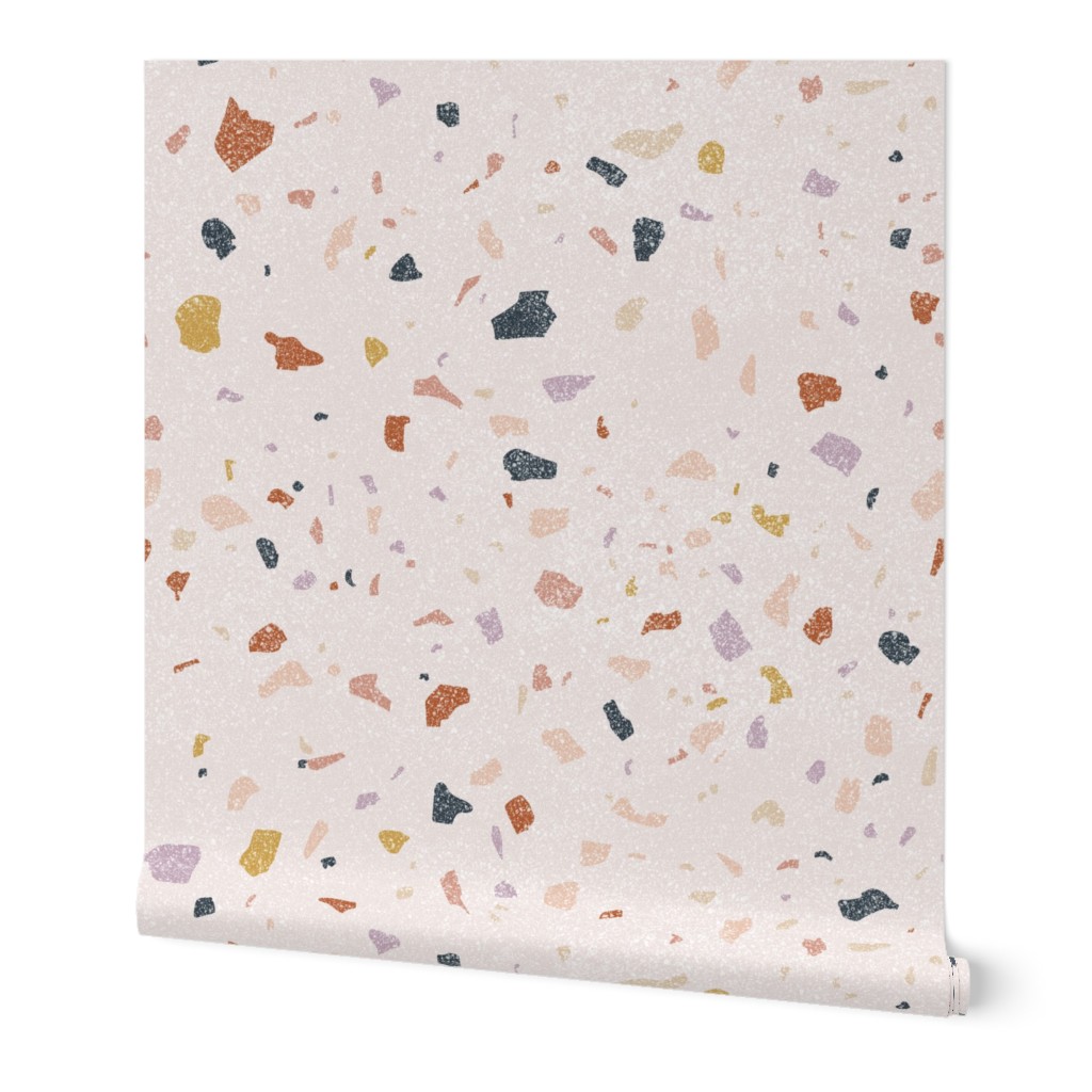 Terrazzo - Pink Wallpaper, 2'x12', Prepasted Removable Smooth, Pink
