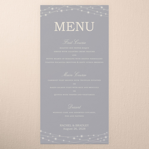 Glowing Bright Wedding Menu, Beige, 4x8 Menu, Matte, Signature Smooth Cardstock, Square, Antique White