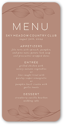 Novel Matrimony Wedding Menu, Beige, 4x8 Menu, Standard Smooth Cardstock, Rounded