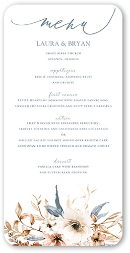 Wild Botanic Wedding Menu, Grey, 4x8 Menu, Standard Smooth Cardstock, Rounded