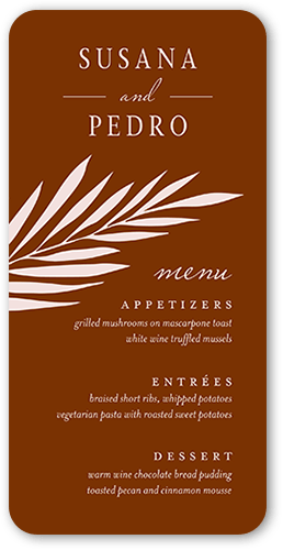 Brilliant Pampas Wedding Menu, Brown, 4x8 Menu, Standard Smooth Cardstock, Rounded