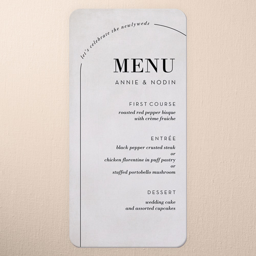 Threshold Wedding Menu, Grey, 4x8 Menu, Matte, Signature Smooth Cardstock, Rounded
