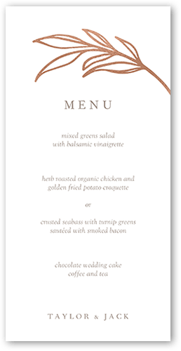 Ornate Oval Wedding Menu, Pink, 4x8 Menu, Pearl Shimmer Cardstock, Square