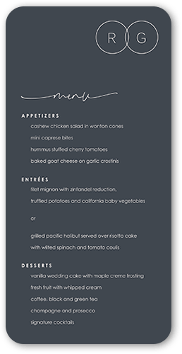 Refined Rings Wedding Menu, Gray, 4x8 Menu, Standard Smooth Cardstock, Rounded, Gray