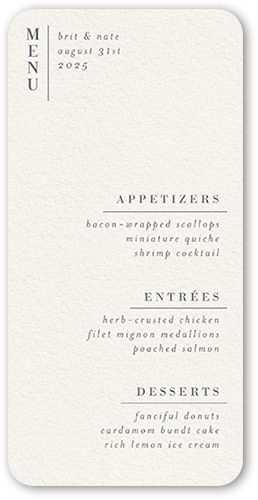 Gleaming Gathering Wedding Menu, Beige, 4x8 Menu, Matte, Signature Smooth Cardstock, Rounded